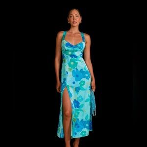 Show Me Your MuMu Blue Floral Midi Dress